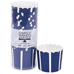 Simply Baked Large Paper Baking Cups 2 Sleeves/ 40 cups Navy Blue Vertical Lines